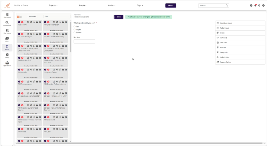 How to create a form for a mobile app