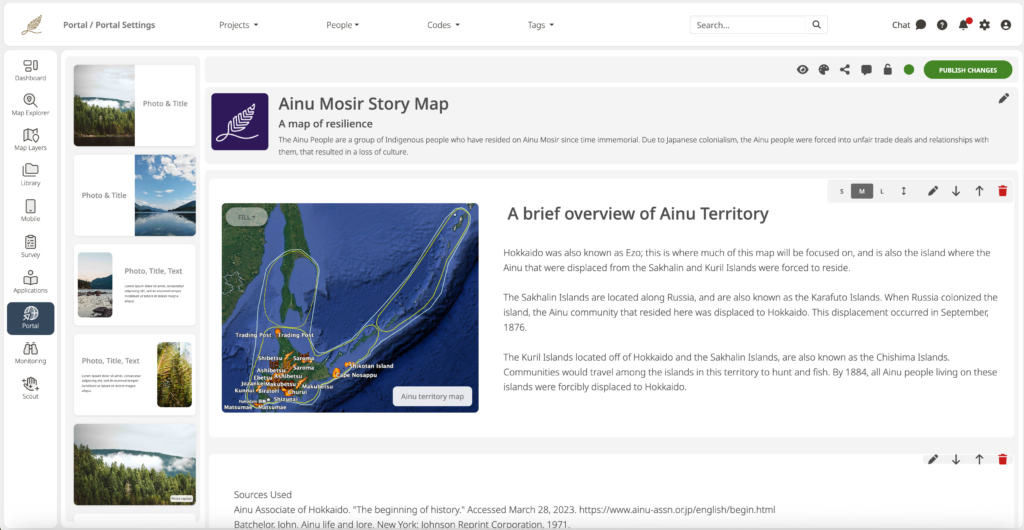 A webpage for building blocks of content for a custom public portal. Images and text comprise the blocks.