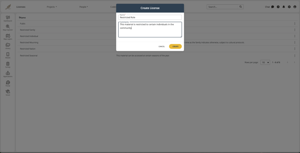 Licensing modal