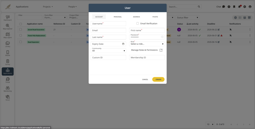 A modal on a website for a user. Contains user specific information